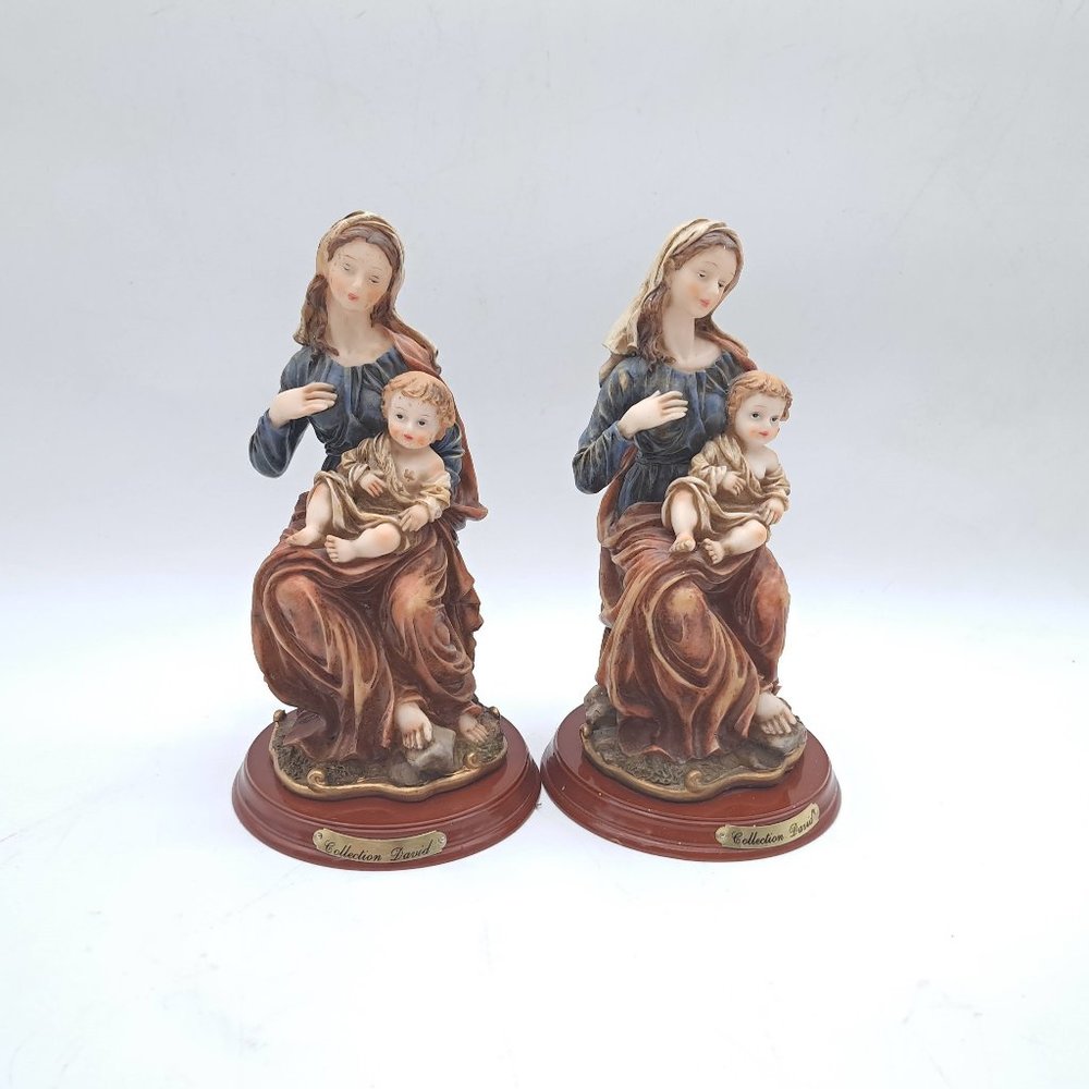 Virgin Mary With Infant Jesus -New Vintage Resin Statue